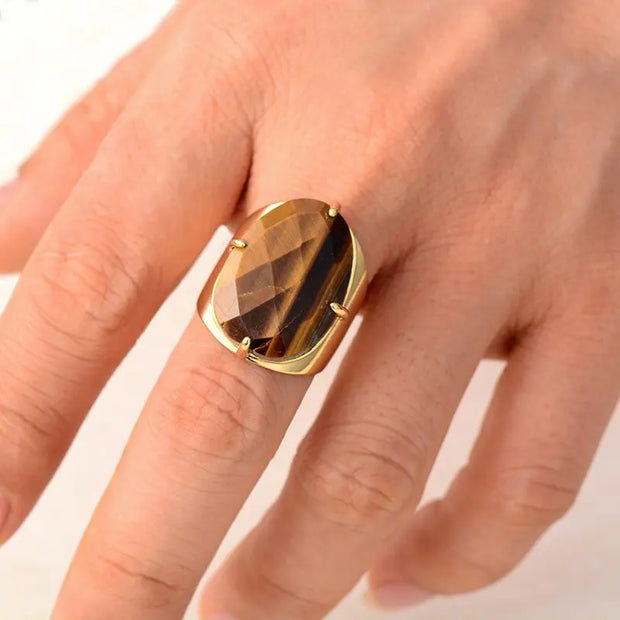 Bague "Providence" en Oeil de tigre