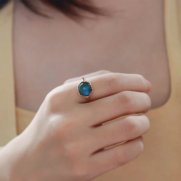 Bague en Labradorite et Malachite