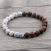 Bracelet "Confiance" en Howlite et Bois naturel