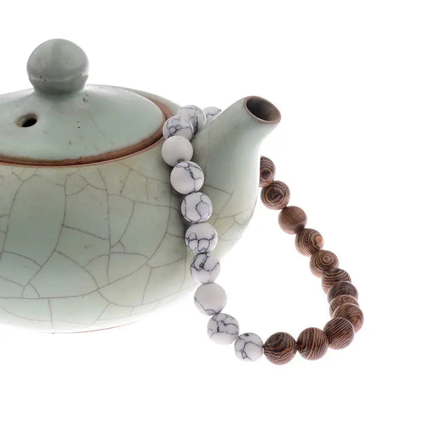 Bracelet "Confiance" en Howlite et Bois naturel