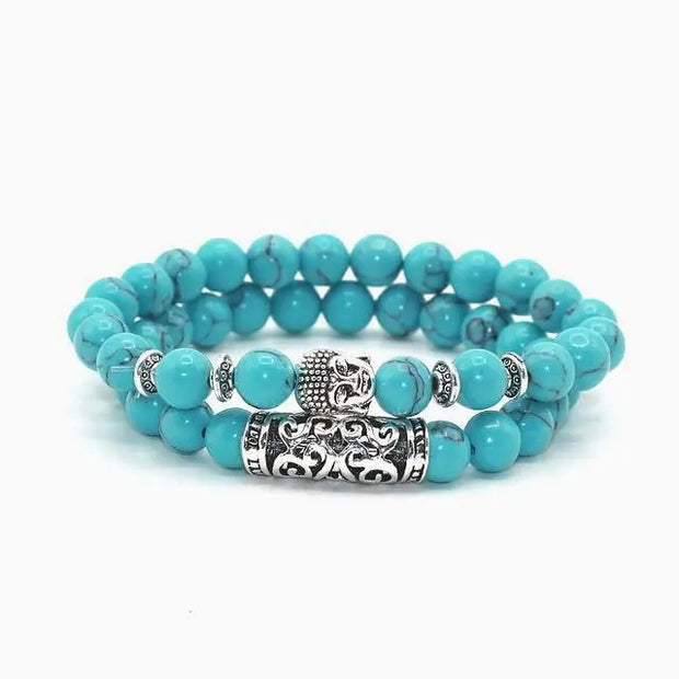 Bracelet en Turquoise et Tête de Buddha