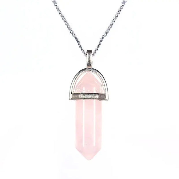 Collier Amulette en Quartz Rose