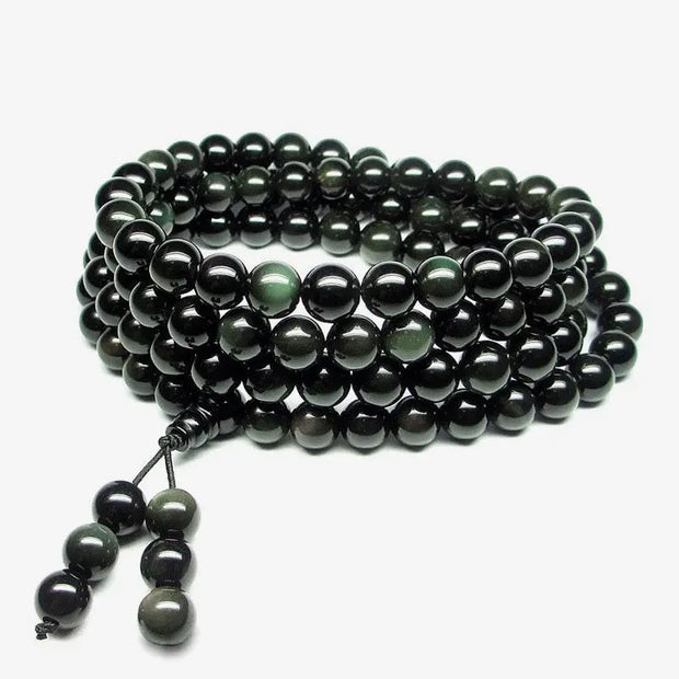 Collier Mâlâ en Obsidienne Oeil Céleste - Paix