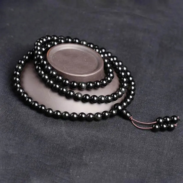 Collier Mâlâ en Obsidienne Oeil Céleste - Paix